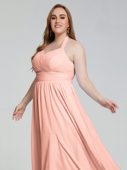Presley Halter Split Plus Size Long Bridesmaid Dresses