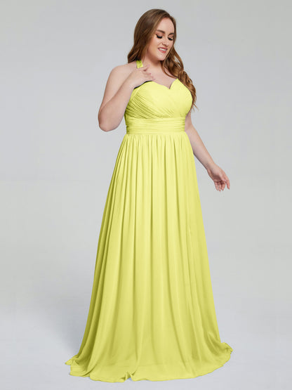 Presley Halter Split Plus Size Long Bridesmaid Dresses
