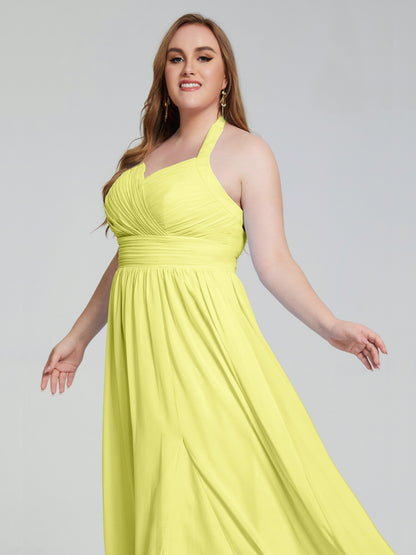 Presley Halter Split Plus Size Long Bridesmaid Dresses