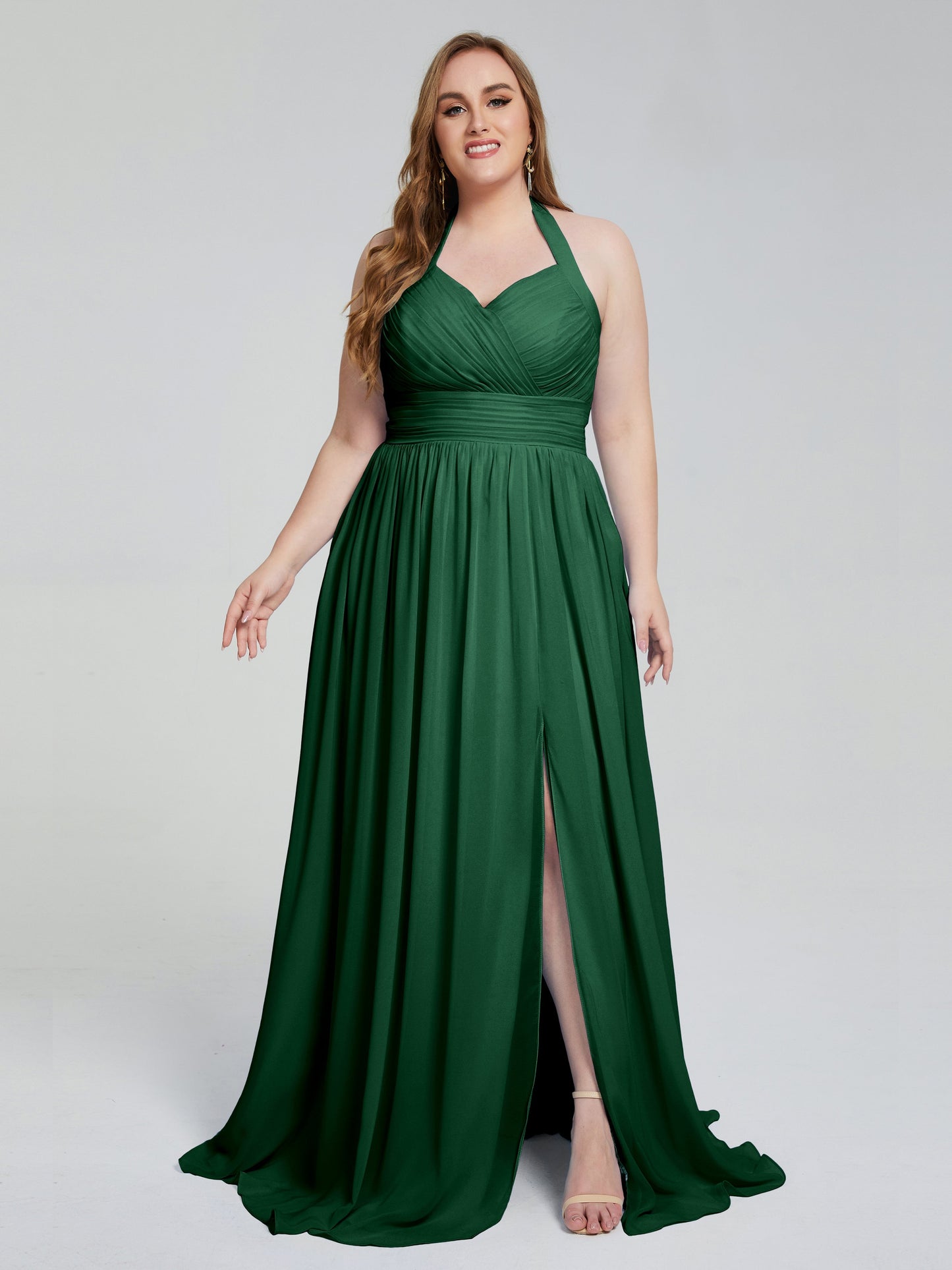 Presley Halter Split Plus Size Long Bridesmaid Dresses