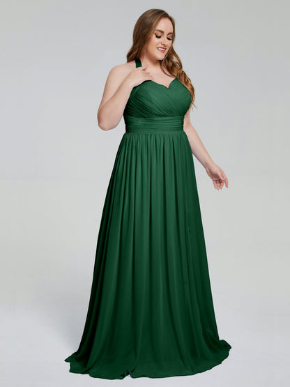 Presley Halter Split Plus Size Long Bridesmaid Dresses