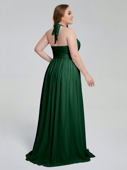 Presley Halter Split Plus Size Long Bridesmaid Dresses