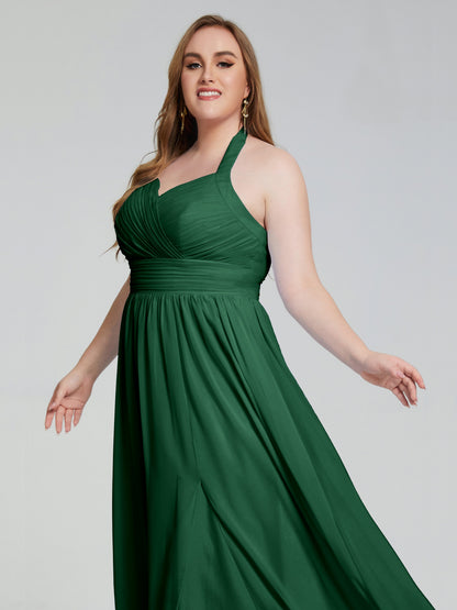 Presley Halter Split Plus Size Long Bridesmaid Dresses