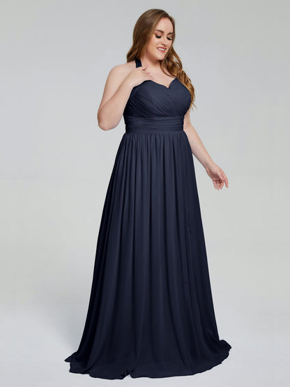 Presley Halter Split Plus Size Long Bridesmaid Dresses