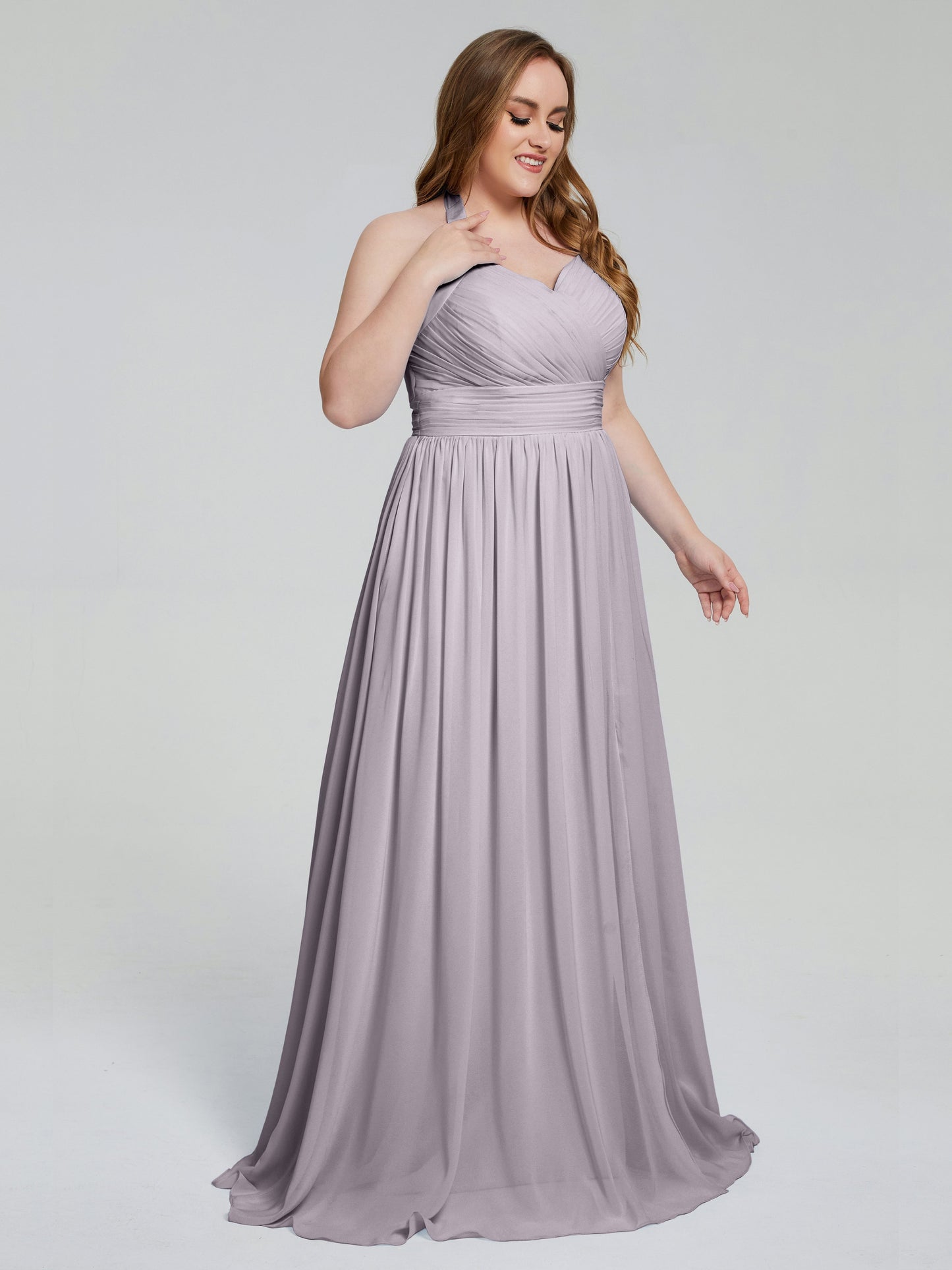 Presley Halter Split Plus Size Long Bridesmaid Dresses