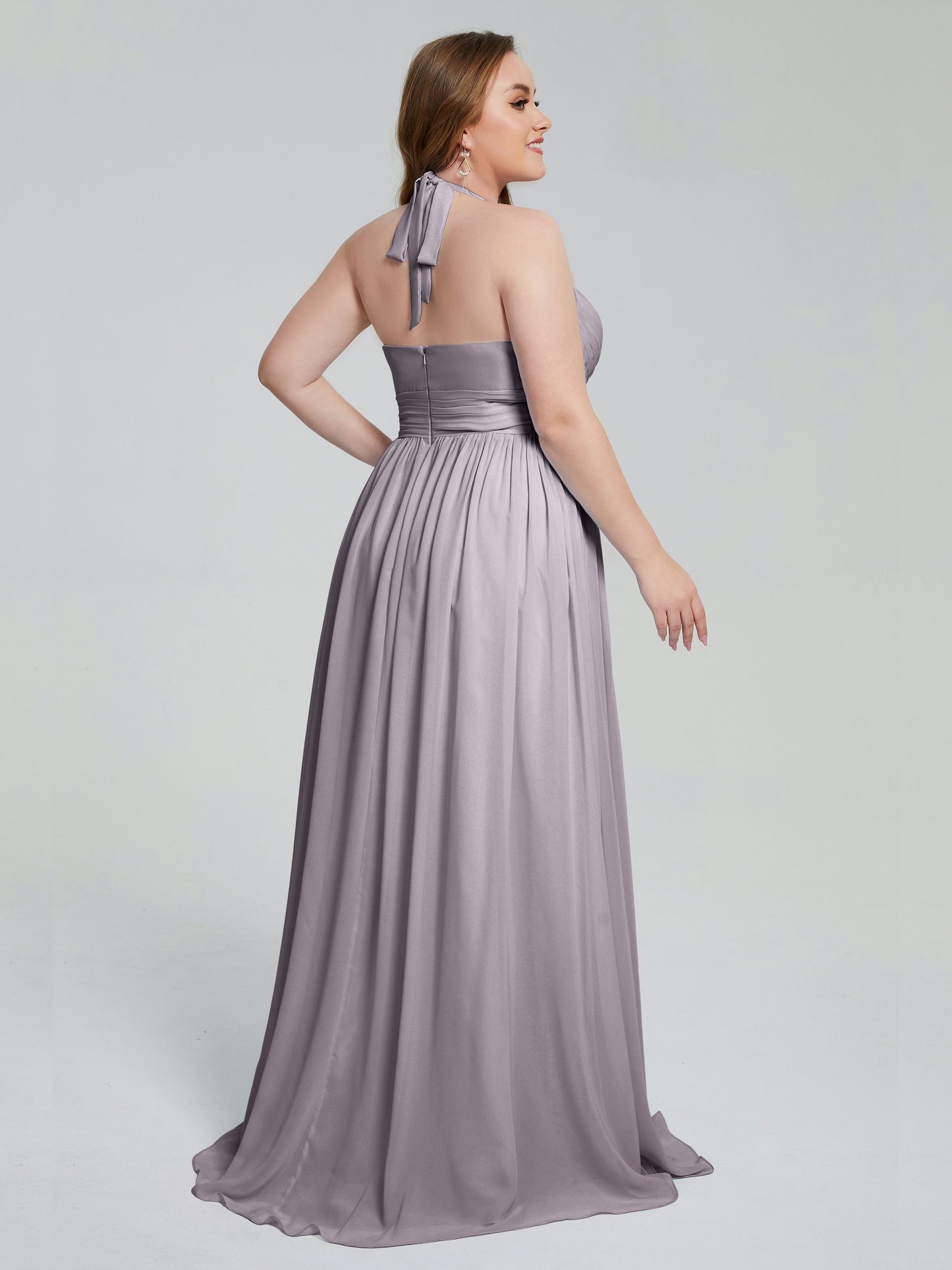 Presley Halter Split Plus Size Long Bridesmaid Dresses