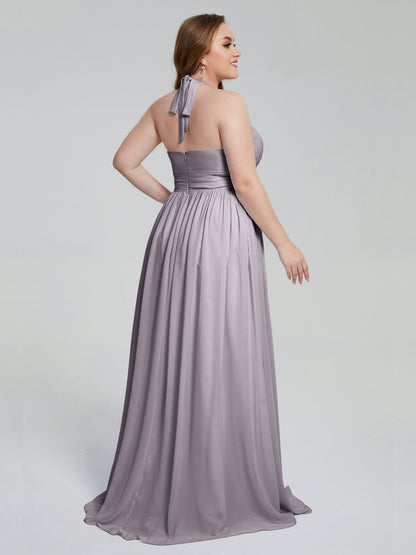 Presley Halter Split Plus Size Long Bridesmaid Dresses