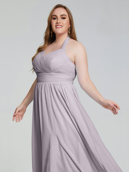 Presley Halter Split Plus Size Long Bridesmaid Dresses