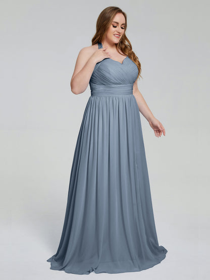 Presley Halter Split Plus Size Long Bridesmaid Dresses