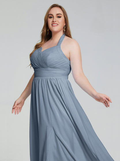 Presley Halter Split Plus Size Long Bridesmaid Dresses