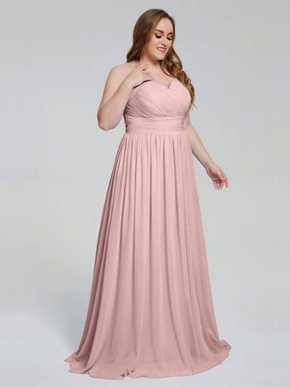 Presley Halter Split Plus Size Long Bridesmaid Dresses