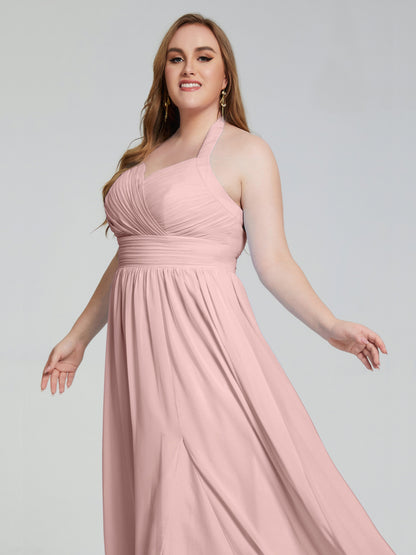 Presley Halter Split Plus Size Long Bridesmaid Dresses