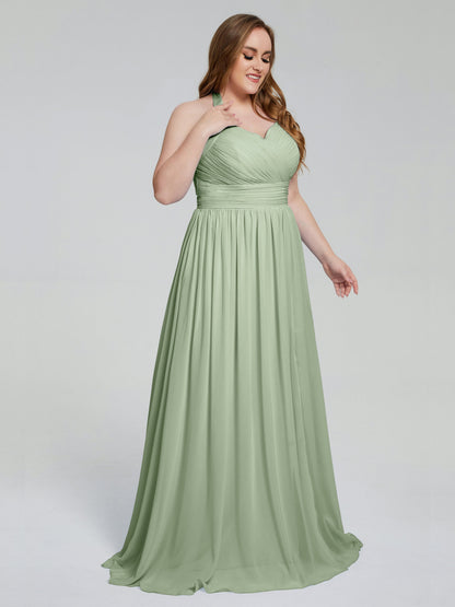 Presley Halter Split Plus Size Long Bridesmaid Dresses