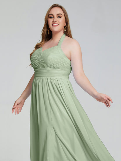Presley Halter Split Plus Size Long Bridesmaid Dresses