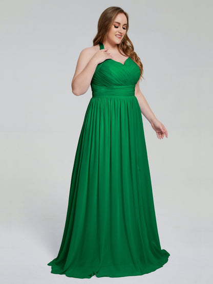 Presley Halter Split Plus Size Long Bridesmaid Dresses