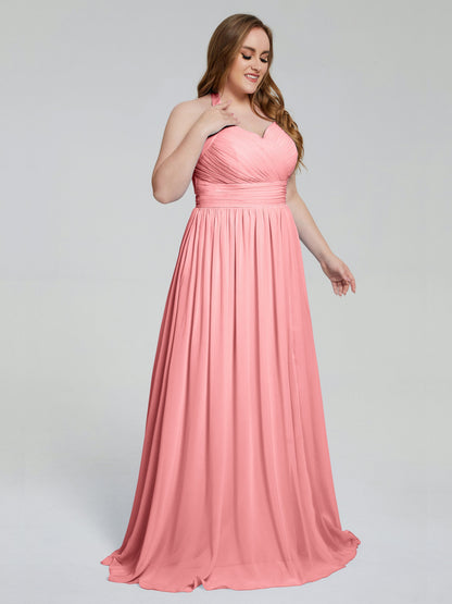 Presley Halter Split Plus Size Long Bridesmaid Dresses