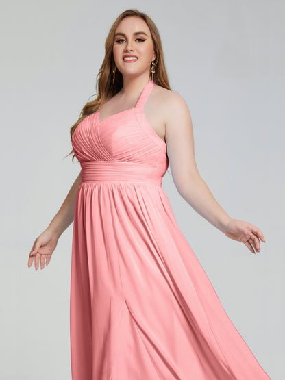 Presley Halter Split Plus Size Long Bridesmaid Dresses