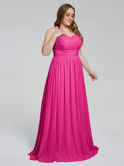 Presley Halter Split Plus Size Long Bridesmaid Dresses