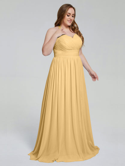 Presley Halter Split Plus Size Long Bridesmaid Dresses