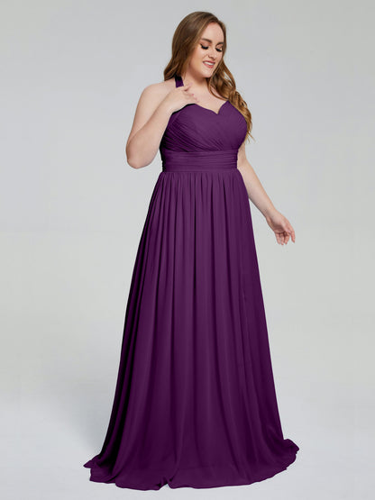 Presley Halter Split Plus Size Long Bridesmaid Dresses