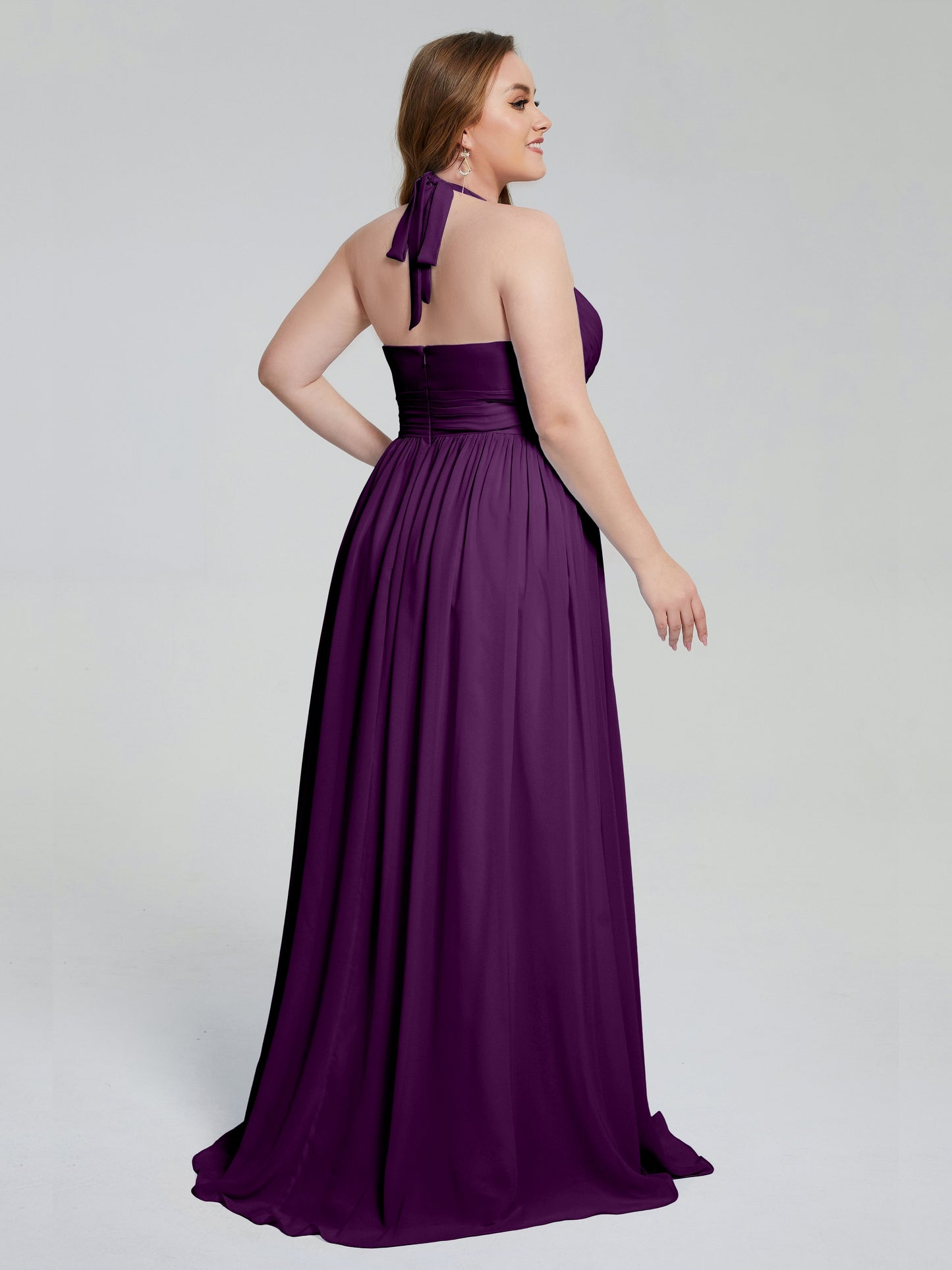 Presley Halter Split Plus Size Long Bridesmaid Dresses