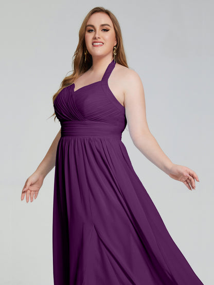 Presley Halter Split Plus Size Long Bridesmaid Dresses