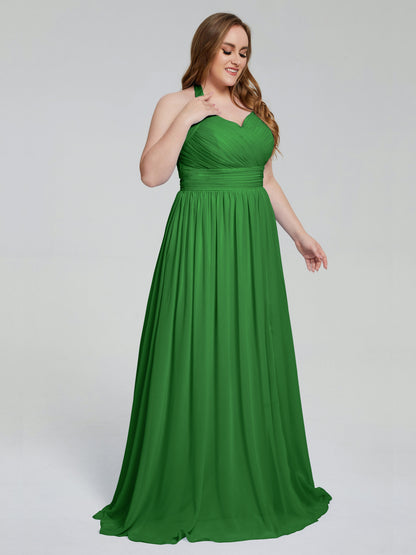 Presley Halter Split Plus Size Long Bridesmaid Dresses