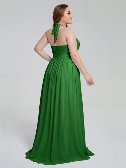 Presley Halter Split Plus Size Long Bridesmaid Dresses