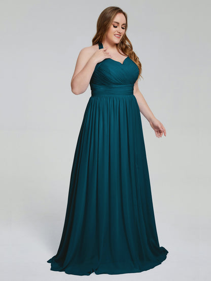 Presley Halter Split Plus Size Long Bridesmaid Dresses