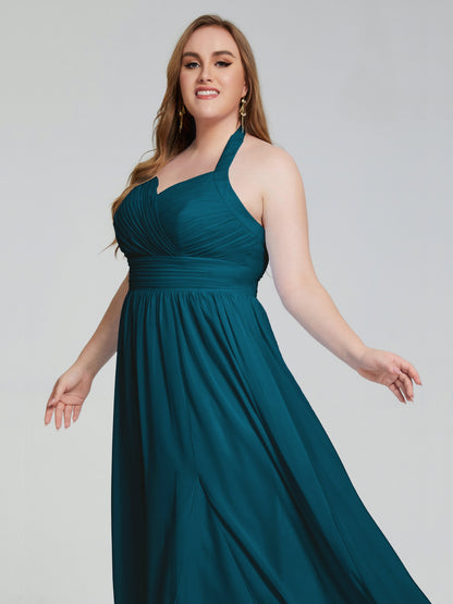 Presley Halter Split Plus Size Long Bridesmaid Dresses