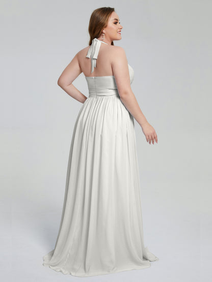 Presley Halter Split Plus Size Long Bridesmaid Dresses