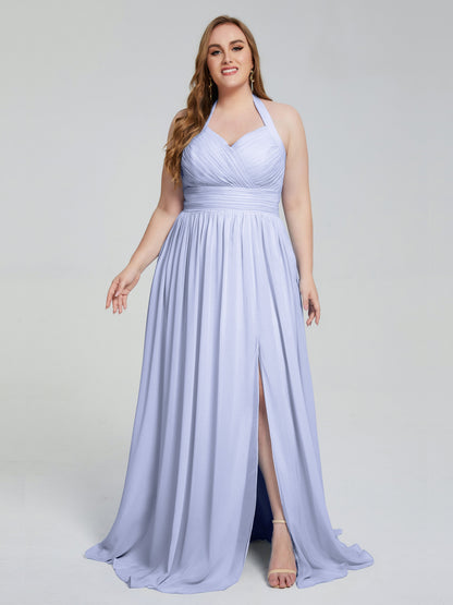Presley Halter Split Plus Size Long Bridesmaid Dresses