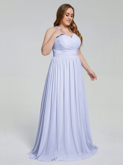 Presley Halter Split Plus Size Long Bridesmaid Dresses