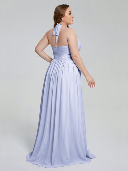 Presley Halter Split Plus Size Long Bridesmaid Dresses