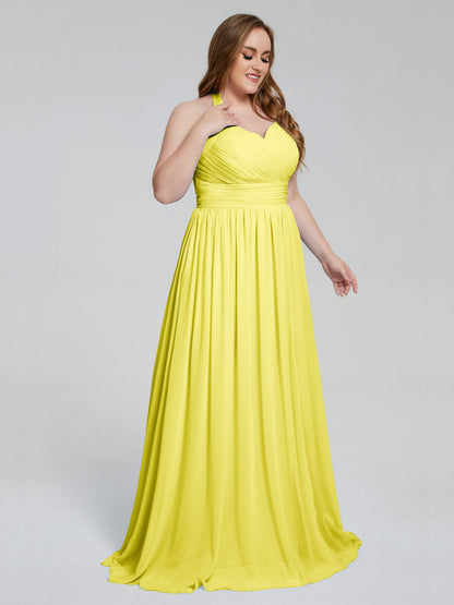 Presley Halter Split Plus Size Long Bridesmaid Dresses