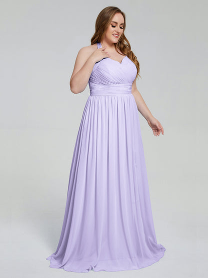 Presley Halter Split Plus Size Long Bridesmaid Dresses