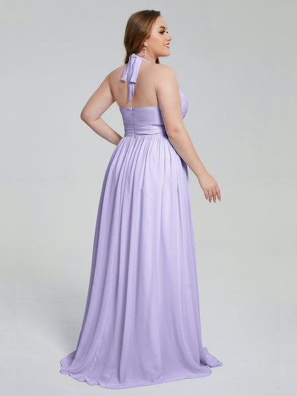Presley Halter Split Plus Size Long Bridesmaid Dresses