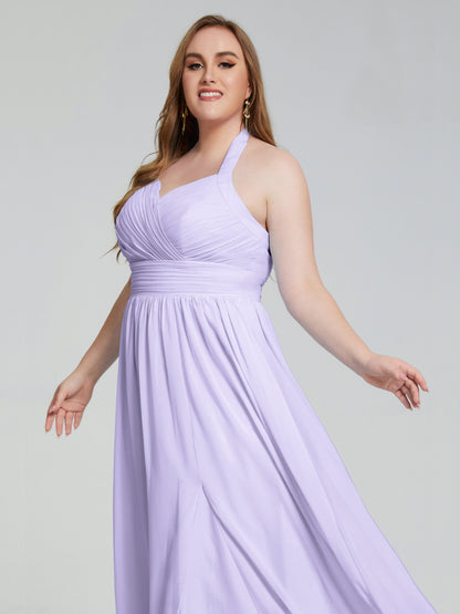 Presley Halter Split Plus Size Long Bridesmaid Dresses