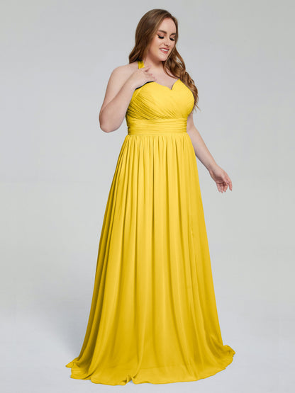 Presley Halter Split Plus Size Long Bridesmaid Dresses