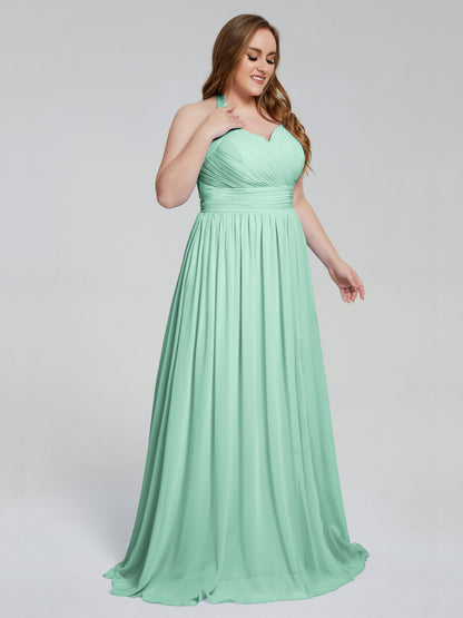Presley Halter Split Plus Size Long Bridesmaid Dresses