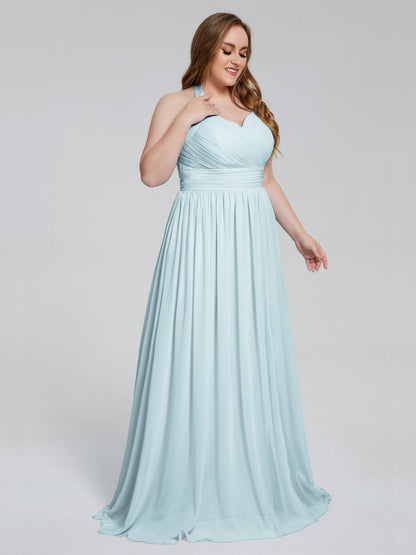 Presley Halter Split Plus Size Long Bridesmaid Dresses