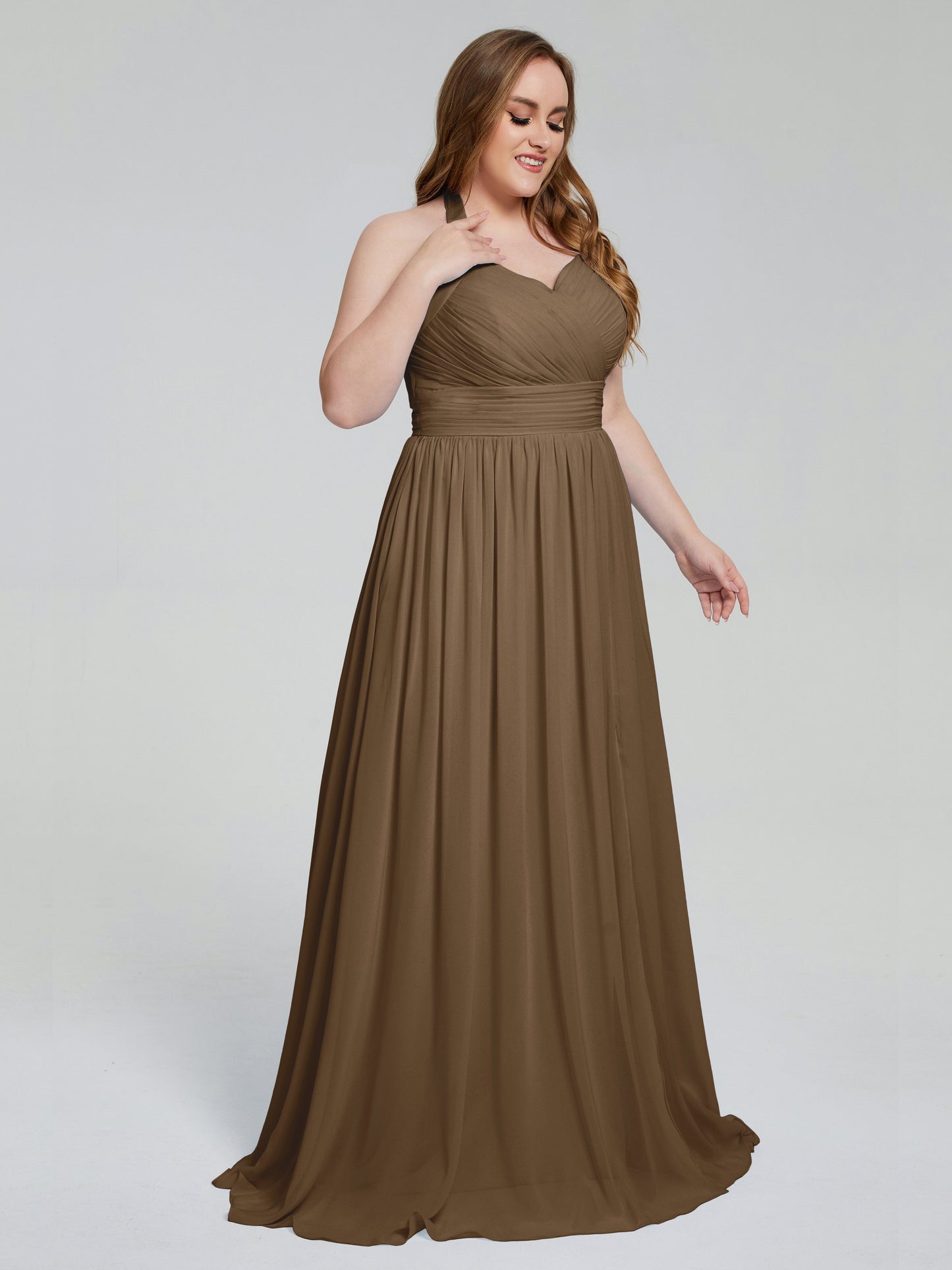 Presley Halter Split Plus Size Long Bridesmaid Dresses