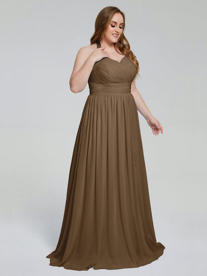 Presley Halter Split Plus Size Long Bridesmaid Dresses