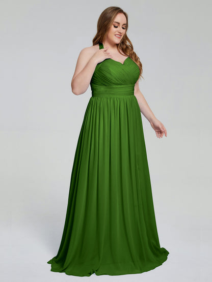 Presley Halter Split Plus Size Long Bridesmaid Dresses