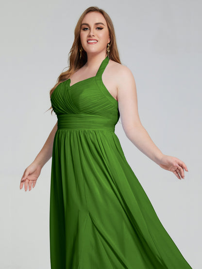 Presley Halter Split Plus Size Long Bridesmaid Dresses