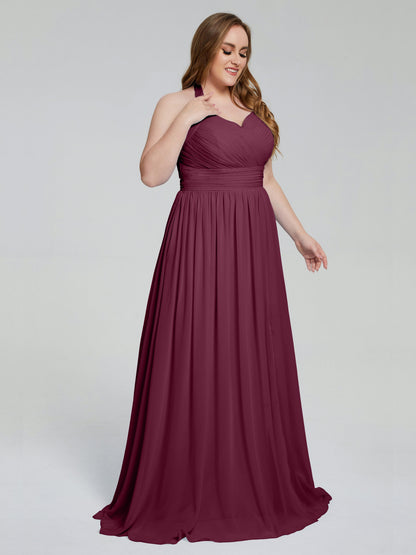 Presley Halter Split Plus Size Long Bridesmaid Dresses