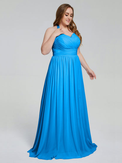 Presley Halter Split Plus Size Long Bridesmaid Dresses