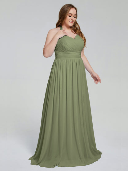 Presley Halter Split Plus Size Long Bridesmaid Dresses