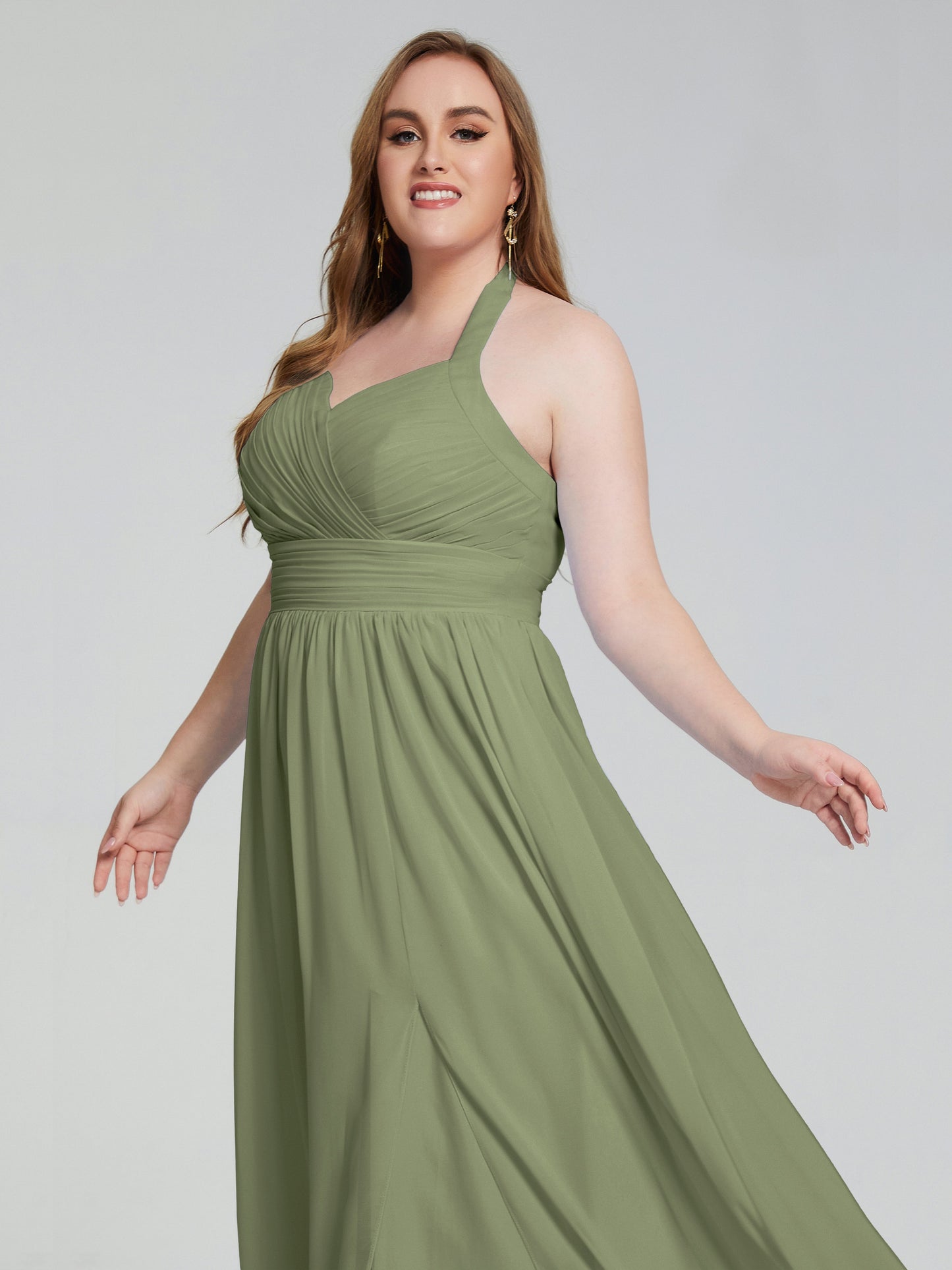 Presley Halter Split Plus Size Long Bridesmaid Dresses