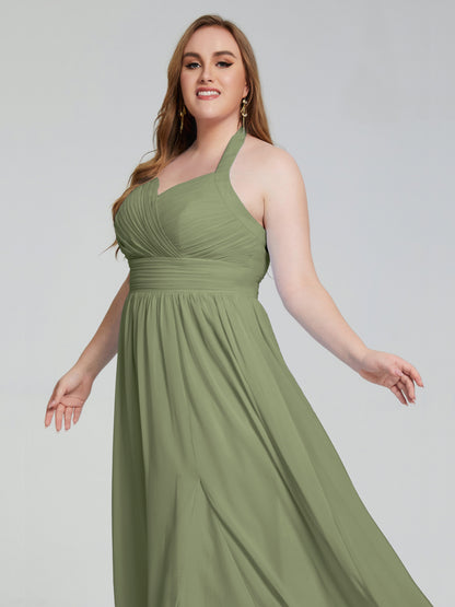 Presley Halter Split Plus Size Long Bridesmaid Dresses